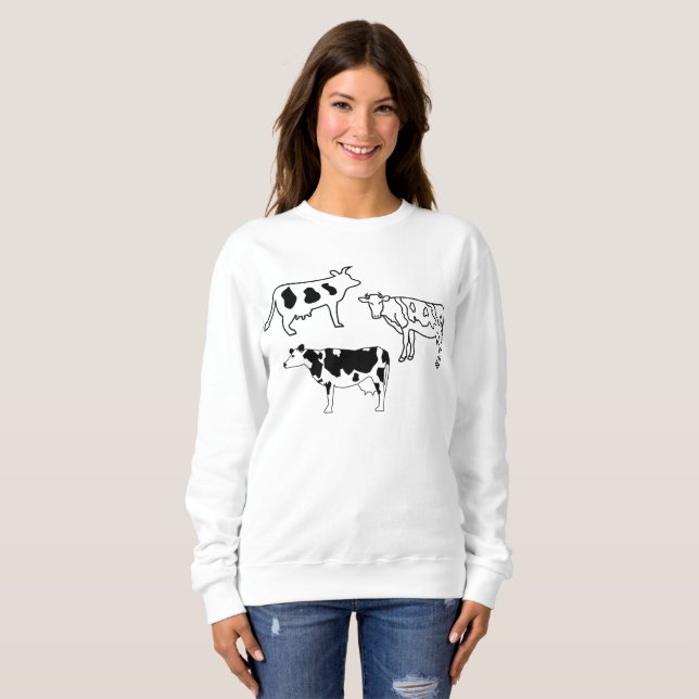 Camiseta Vacas desenhadas à mão Portas de fazendeiros Preto (Frente Completa)