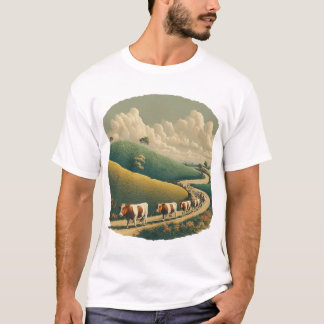 Camiseta Vacas Felizes Em Um Campo