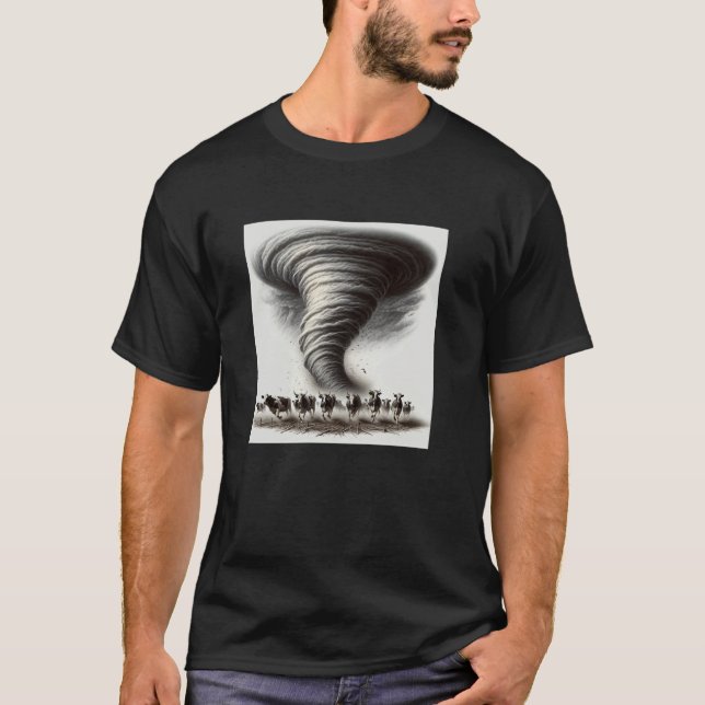 Camiseta Vacas Fugindo de um Tornado (Frente)