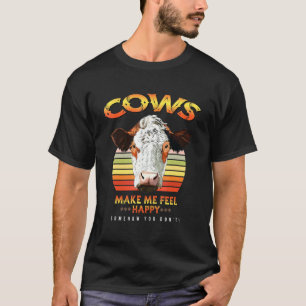 Camiseta Vacas Me Fazem Sentir Feliz Dito de Agricultor do