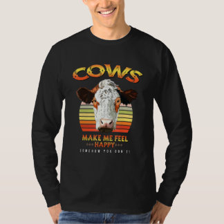 Camiseta Vacas Me Fazem Sentir Feliz Vaca Fazendeiro Dizend