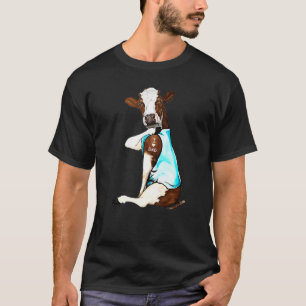 Camiseta Vacas Tatuagens Marrons Eu Amo Papai Sentado Dia d