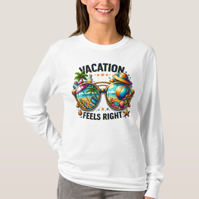Camiseta Vacation Feels Right Basic Long Sleeve USA (Frente)