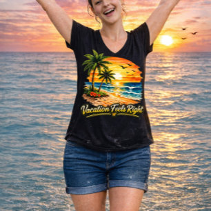 Camiseta Vacation Feels Right Island V-Neck EUA