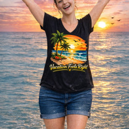 Camiseta Vacation Feels Right Island V-Neck Shirt USA