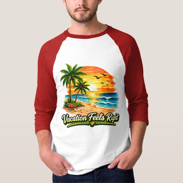 Camiseta Vacation Feels Right Raglan Baseball Shirt USA (Frente)