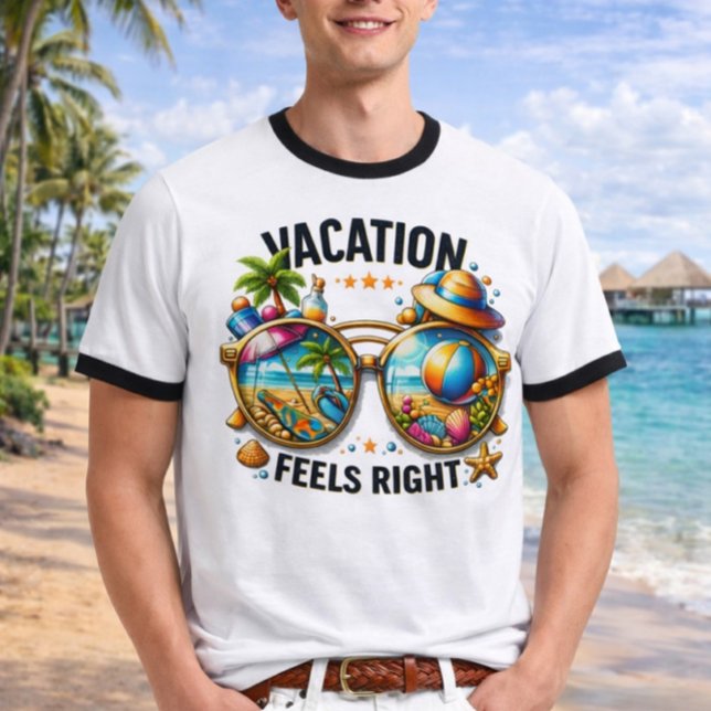 Camiseta Vacation Feels Right Ringer EUA (Criador carregado)