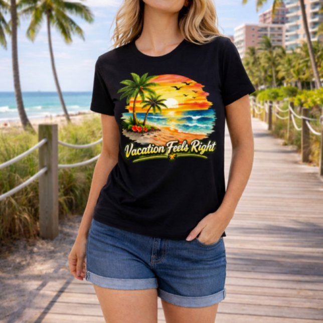 Camiseta Vacation Feels Right Tropical Island Tee USA (Criador carregado)