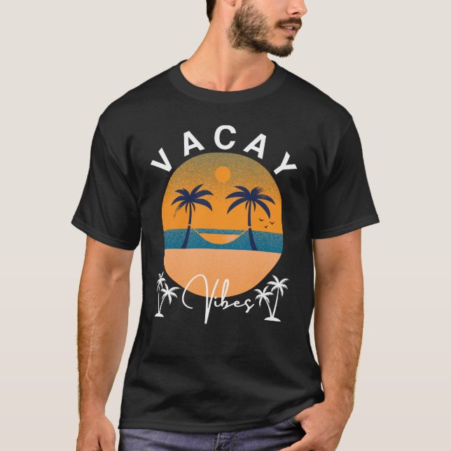 Camiseta Vacay Vibes Sunset and Palm Trees Men (Frente)