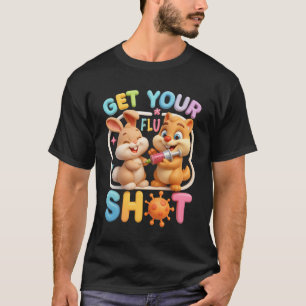 Camiseta Vacina Médica Engraçada Com Gripe E Quadrinhos