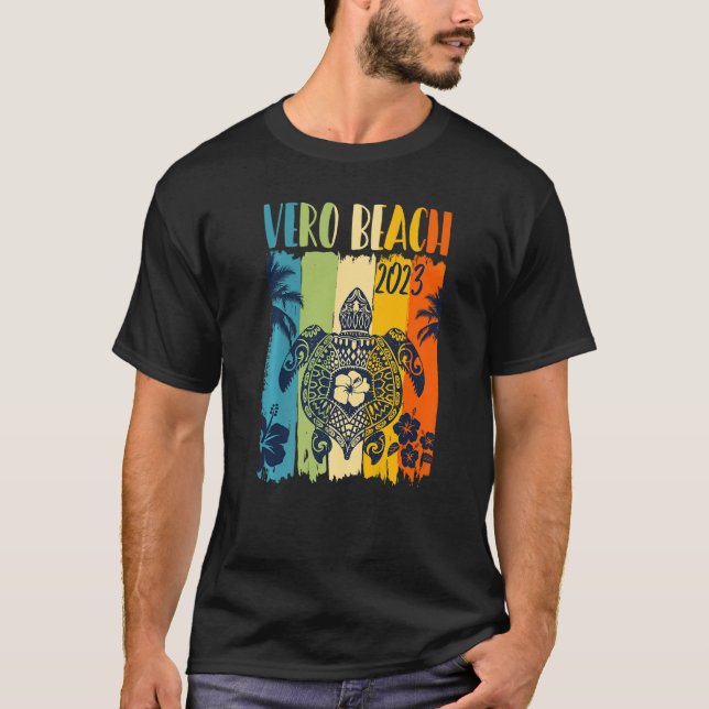 Camiseta Vacinação da Família Sea Turtle Retro Vero Beach (Frente)
