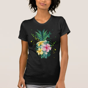 Camiseta Vacinação De Arte De Abacaxi De Flor Havaí
