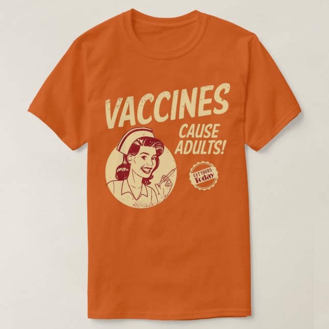 Camiseta Vacinas causam a formação de medicamentos antivact (Frente do Design)