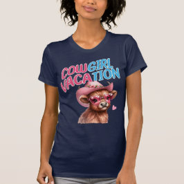Camiseta Vaga de Cowgirl Vinhas Terras Altas Covas Rosa Ócu