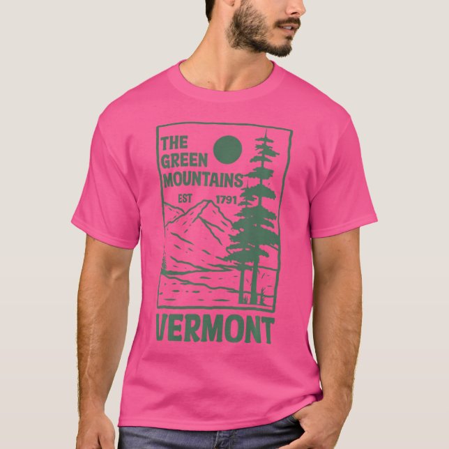 Camiseta Vaga Familiar Verde Montanhas Vermont Caminhando V (Frente)