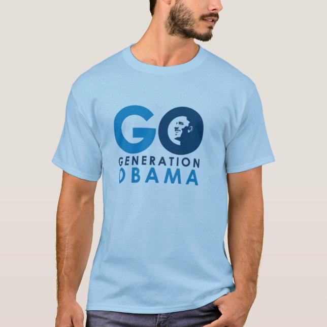 Camiseta Vai a luz de Obama da geração - azul (Frente)