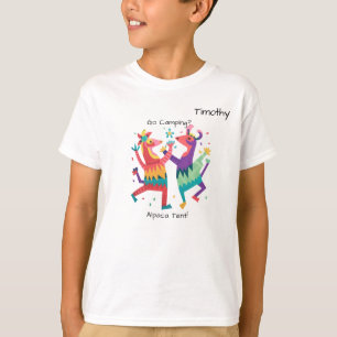 Camiseta "Vai acampar? Alpaca Tent!" Menino personalizável