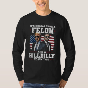 Camiseta Vai levar felon e Trump Vance.
