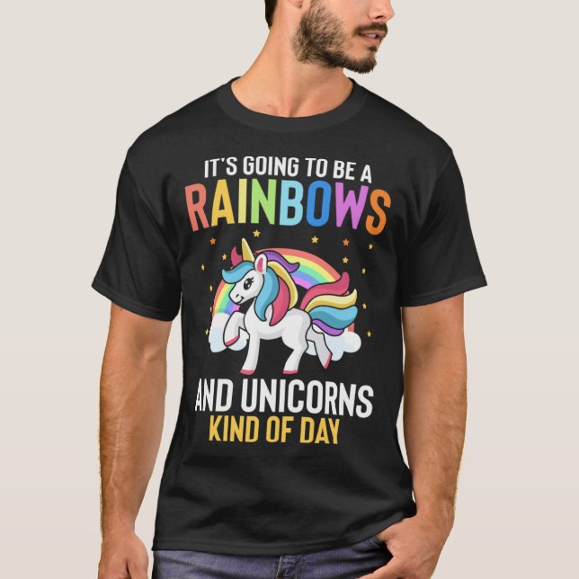 Camiseta Vai Ser Um Arco-Íris E Unicórnios Como Um Da (Frente)