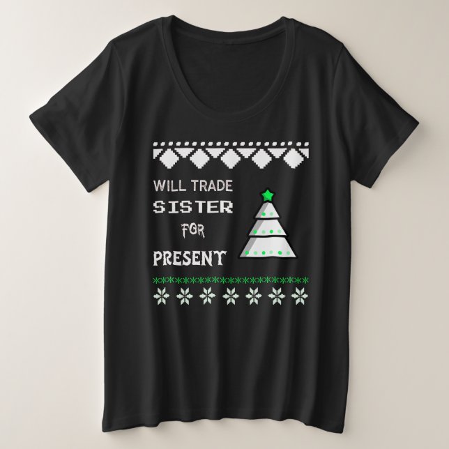 Camiseta Vai trocar a irmã por presente (Frente do Design)