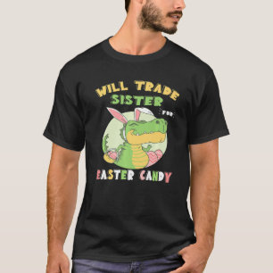 Camiseta Vai Trocar Irmã Por Páscoa Dinossauro Rex Bu
