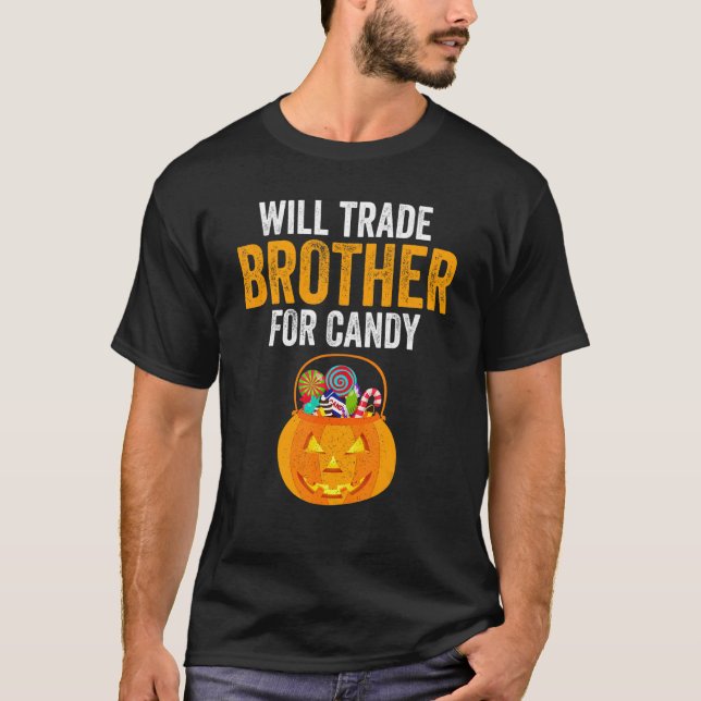 Camiseta Vai Trocar Irmão Por Crianças De Halloween Boys G (Frente)