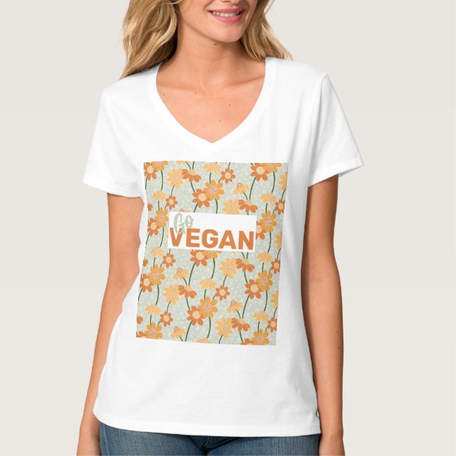 Camiseta Vai Vegan! Flores retrorreflectoras bonito mudas n (Frente)