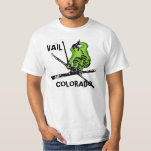 Camiseta Vail Colorado neon green skier caras