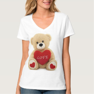 Camiseta Vaishno Soft Toys Teddy Bear com Coração Vermelho 