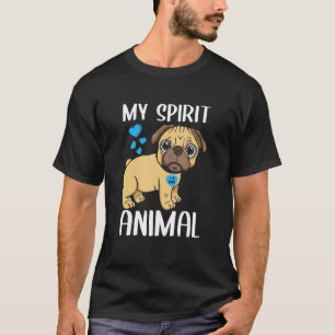 Camiseta Val Homem Meu Animal Espírito Pug Cachorro Eu Amo
