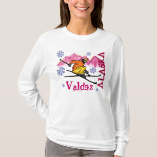Camiseta Valdez Alaska - capuz rosa-de-esqui