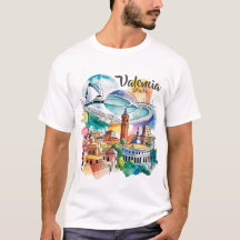 Valência Espanha Paisagem Urbana Aquarela Viagem P