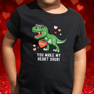 Camiseta Valentim Personalizado de Dinossauro para Meninos
