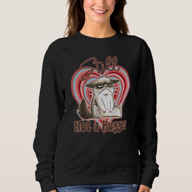 Camiseta Valentine Angry Cat Still Not a Hugger No Hugs Ple (Frente)