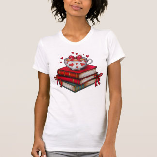 Camiseta Valentine Books and Coffee PNG bookish