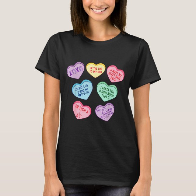 Camiseta Valentine Cardiologist Hearts Candy Ekg Tech Telem (Frente)