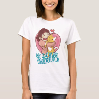 Camiseta Valentine Cat Women White