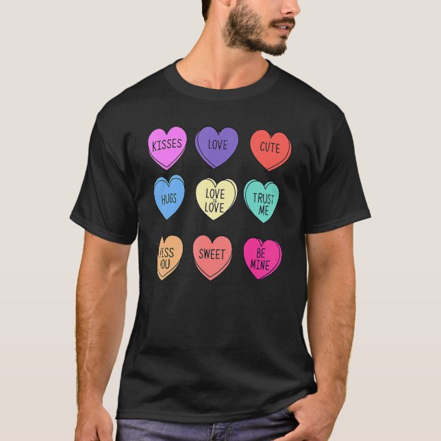 Camiseta Valentine Conversation Hearts Candy Happy Valentin (Frente)