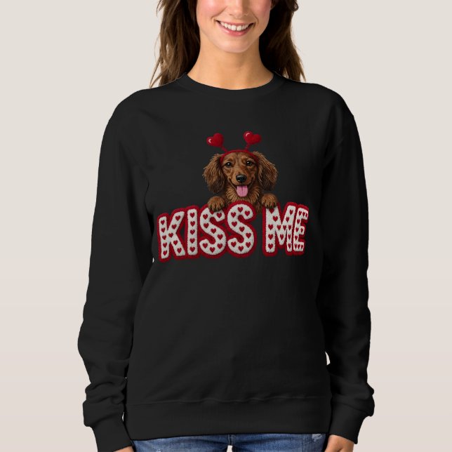 Camiseta Valentine Dachshund puppy dog  (Frente)
