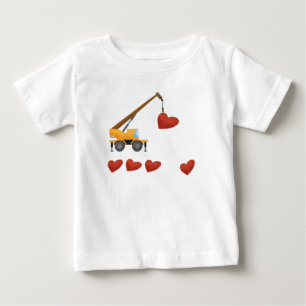 Camiseta Valentine Day Construction Truck Crane