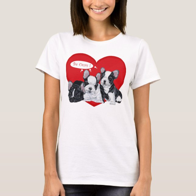 Camiseta Valentine de Bulldog Francês (Frente)