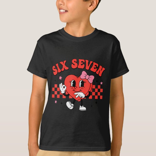 Camiseta Valentine Funny Six Seven Heart Bow Meme Gen Alpha (Frente)
