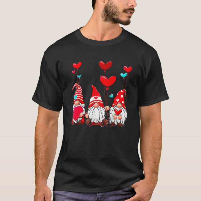 Camiseta Valentine Gnome  Cute Love Heart Gnomes Pajamas Pj (Frente)