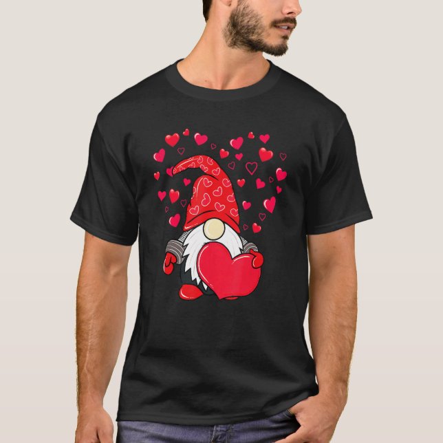 Camiseta Valentine Gnome Love Heart Happy Valentines Day Wo (Frente)