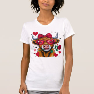 Camiseta Valentine Highland Cow PNG Sublimation Des