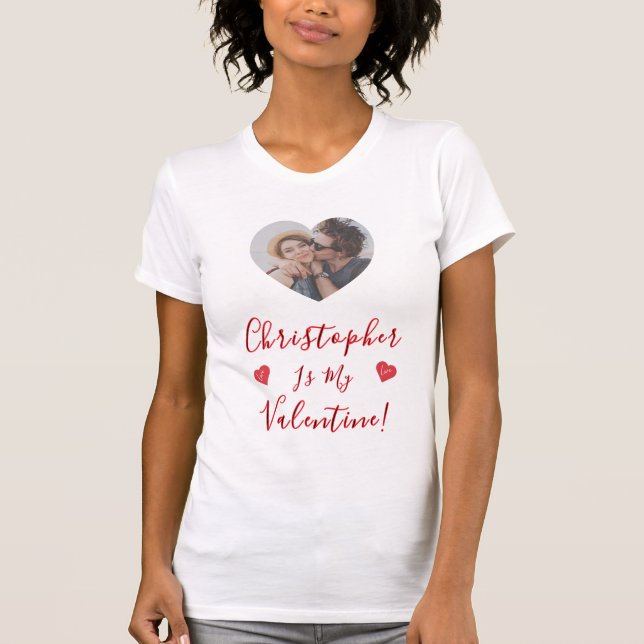 Camiseta Valentine  Love Custom Photo & Name (Frente)