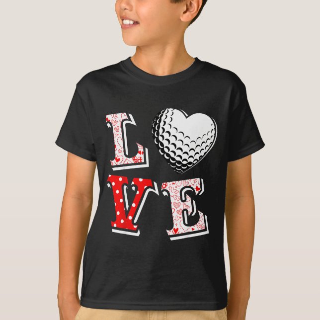Camiseta Valentine Love Golf Heart Valentine Day Women Men  (Frente)