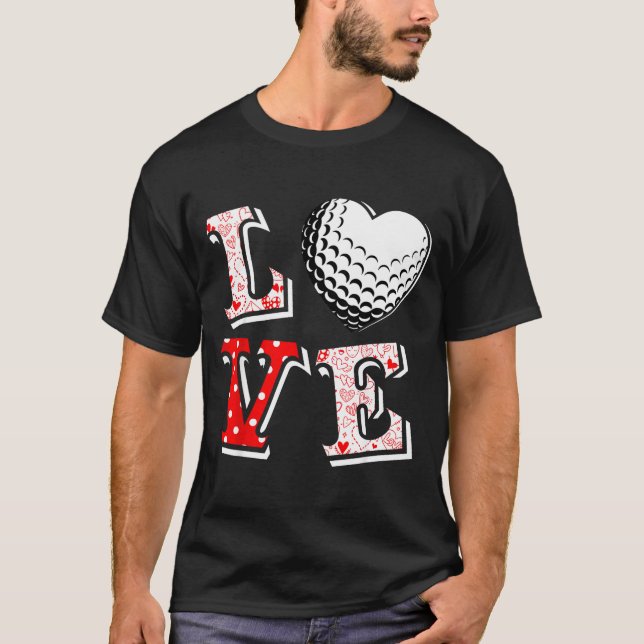 Camiseta Valentine Love Golf Heart Valentine Day Women Men  (Frente)