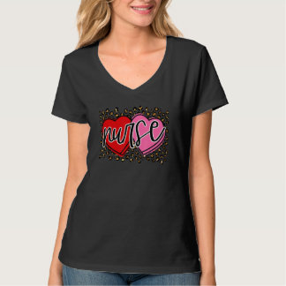 Camiseta Valentine Nurse Retro Heart Leopard Happy Valentin