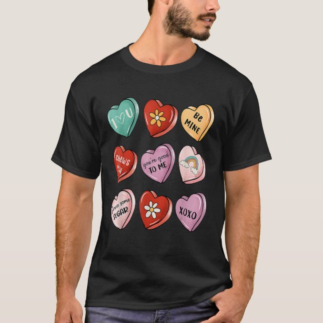 Camiseta Valentine Sweet Candy Heart Kiss Happy Valentine's (Frente)